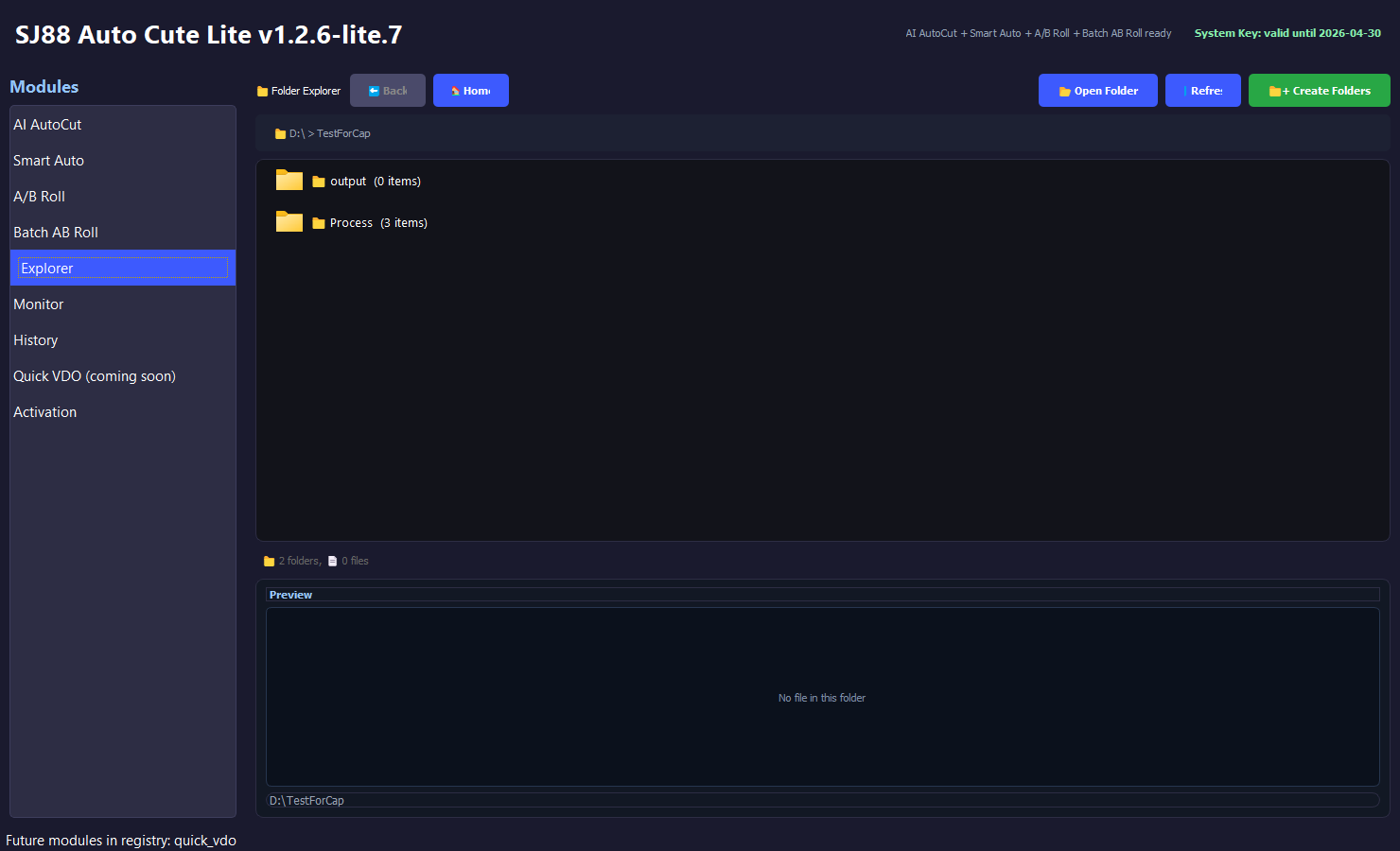 Explorer at D TestForCap root