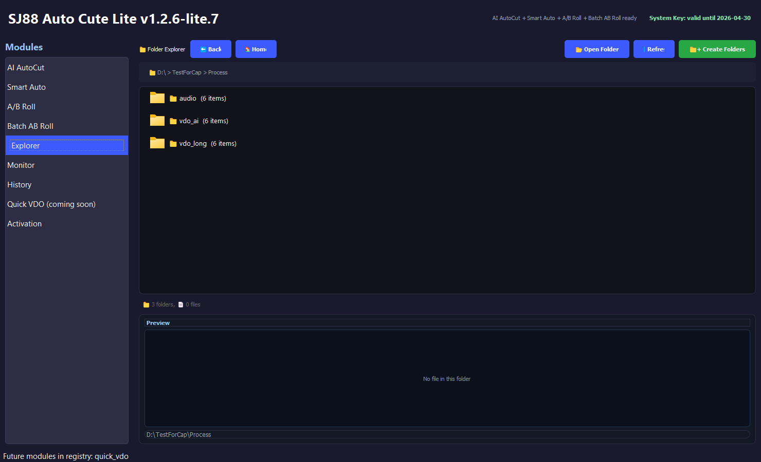 Explorer at Process root after organize