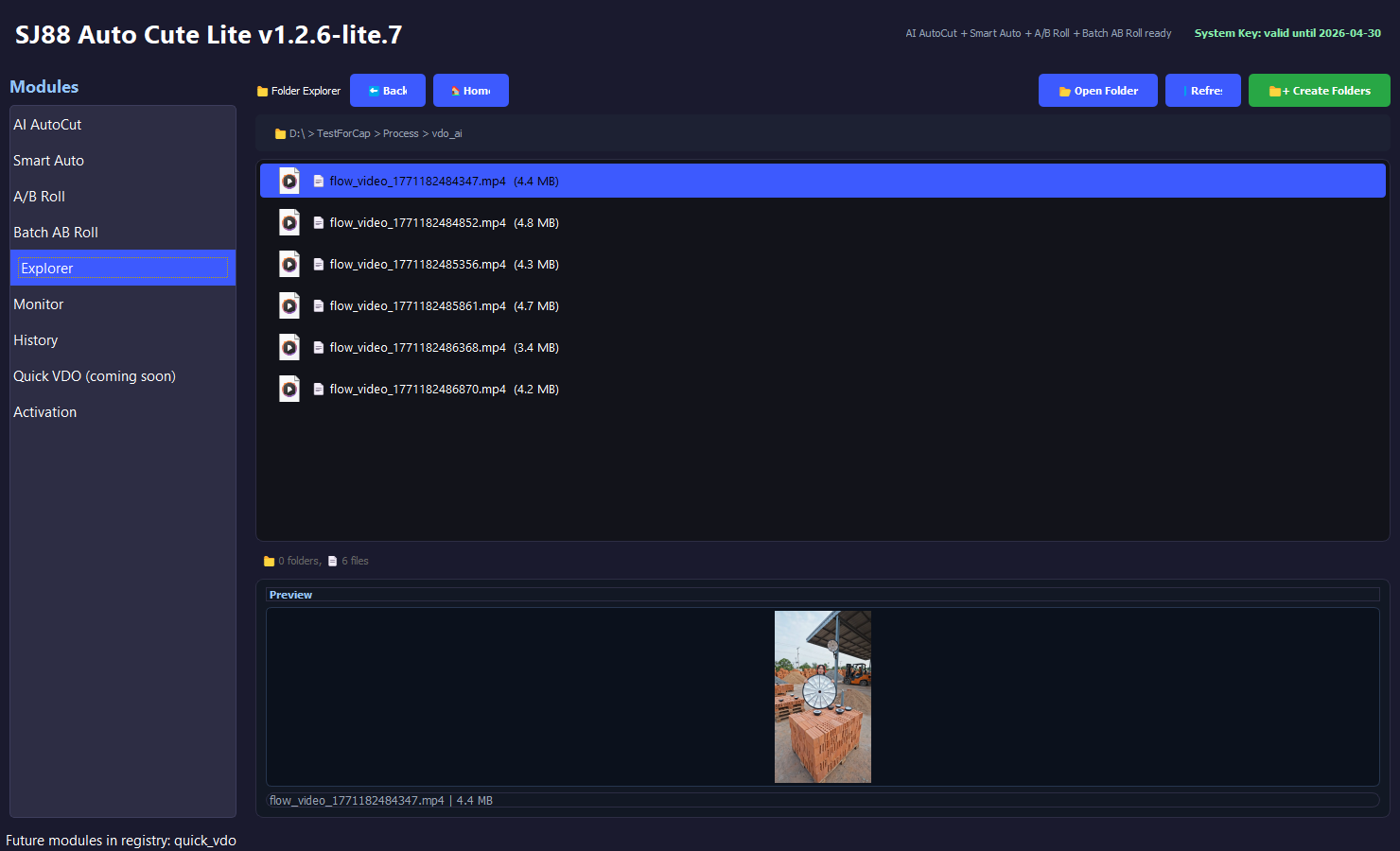 Explorer vdo_ai with real files and video cover preview